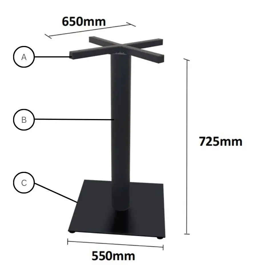 Mild Steel Table Leg (B-SQCT-550-MS)