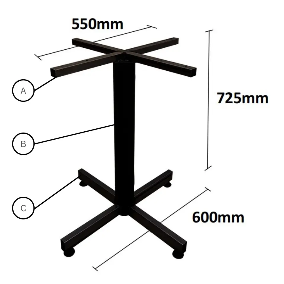 Mild Steel Table Leg (B-CLCT-600-MS)