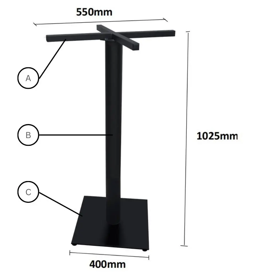 Mild Steel Table Leg (B-SQCT-400B-MS)