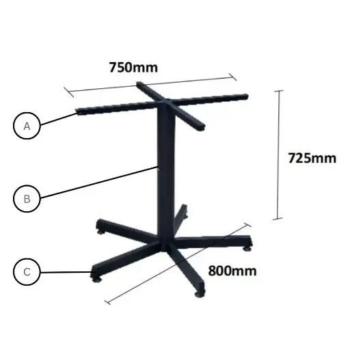 Mild Steel Table Leg (B-CLCT-800-MS)