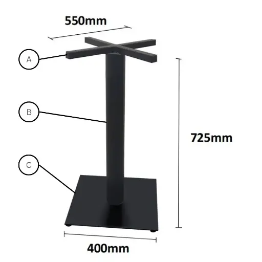 Mild Steel Table Leg (B-SQCT-400-MS)